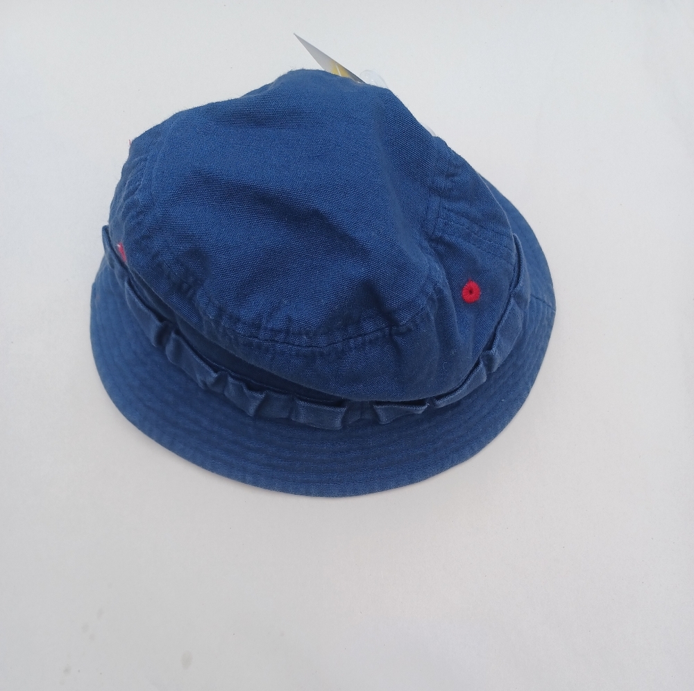 Navy bucket hat boys, 12-24 months and 2 to 4 years, Navy with red stitching